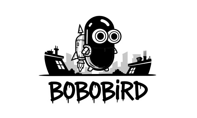 Bobobird game featuring a bird character with jetpack flying through colorful environments